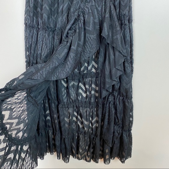Free People Tiered Ruffle Maxi Skirt Black XS - Picture 2 of 3